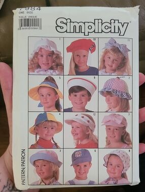 Simplicity Pattern 7984, a vintage children's hat sewing pattern.